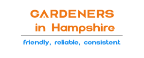 Gardeners in Hampshire logo in orange and blue
