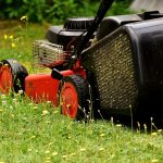 picture of a mower with a box. we provide a regular lawn mowering service to our clients